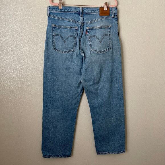 Levis Jeans Womens Size 33 Blue Ribcage Straight Ankle Premium Denim High Rise - Picture 7 of 13